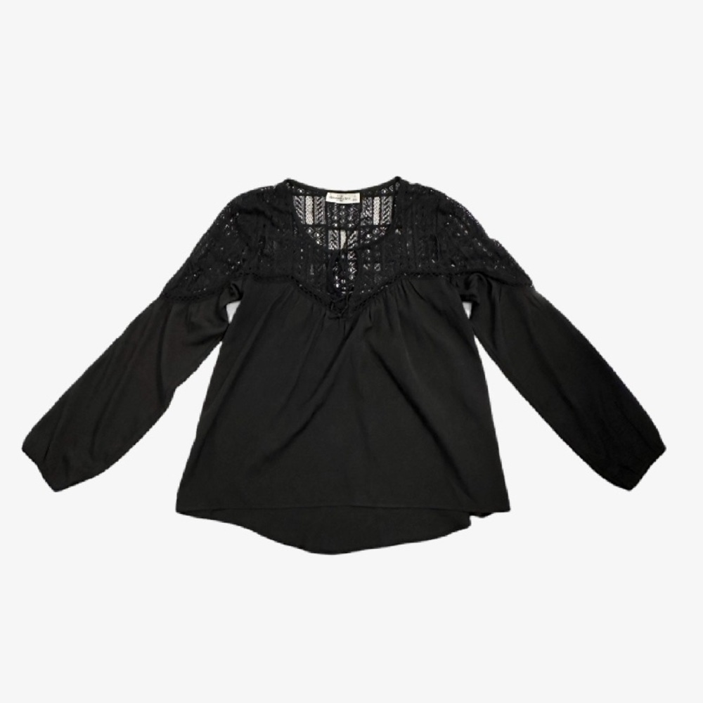 Abercrombie & Fitch Black Lace Long Sleeve Blouse